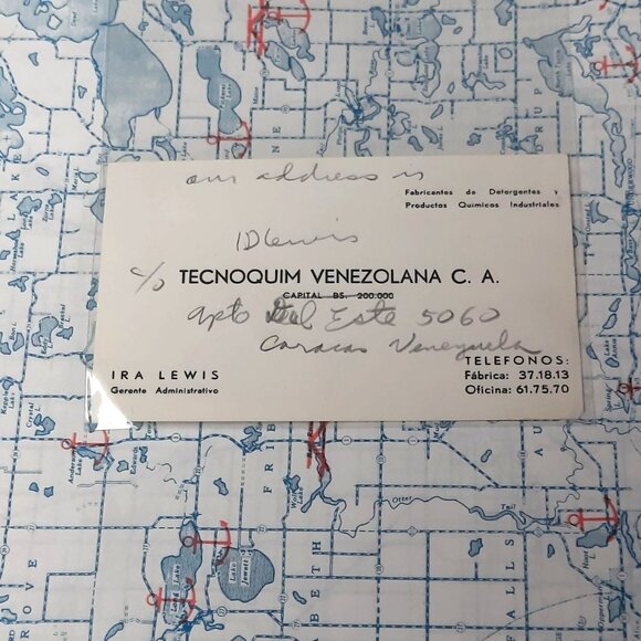 Vintage Business Card Tecnoquim Venezolana C.A. Venezuelan Industrial Chemical C - Picture 1 of 2